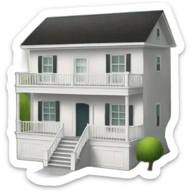 two-story house with white balcony sticker