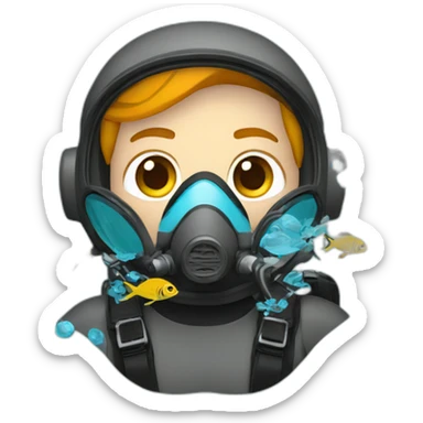 Scuba diver with fishes sticker