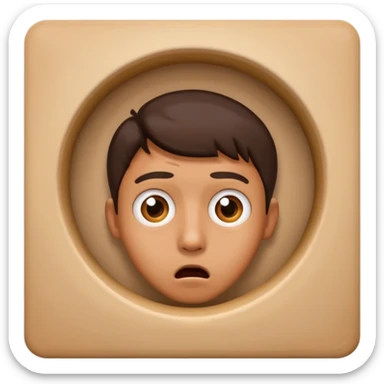 Guy seeing something shocking through a small hole sticker