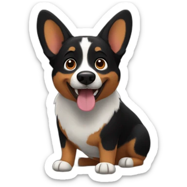 Black corgi pixar style sticker