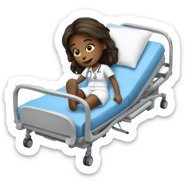 Girl in a hospital bed sticker