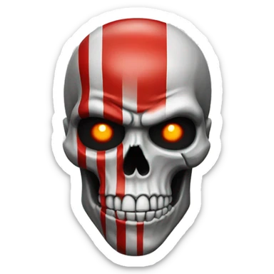 Skull emoji with kratos red stripe sticker