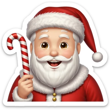 Santa Claus laughing and holding a cane. sticker