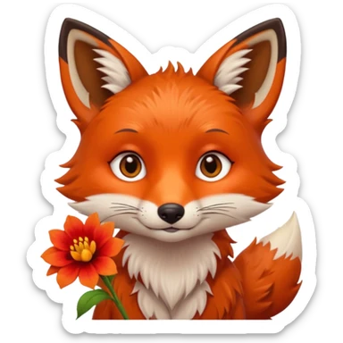 stojący z kwiatkiem lisek który jest obrażony  sticker
