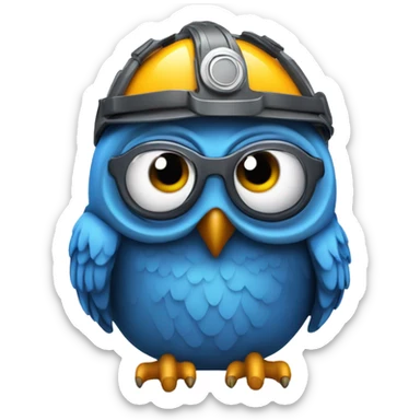Blue owl wearing novelty drinking helmet  sticker