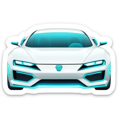 futuristic white and cyan cyberpunk car sticker