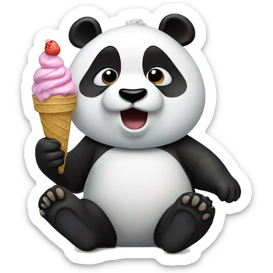 Panda eating ice cream sticker
