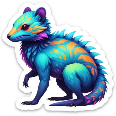 Dark vibrant pastel bright neon colorful edgy exotic painted Fakémon-Pokémon-Vernid-creature sticker