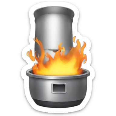 server on fire with a hint of aws sticker