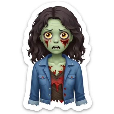 🧟‍♀️ zumbi de cabelo ondulado feminino  sticker