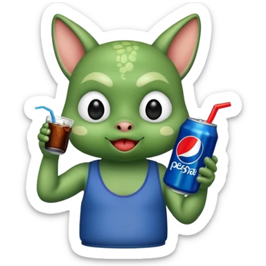 Grogu drinking a pepsi sticker