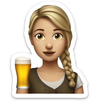 realistic portrait of a girl drinking beer sticker
