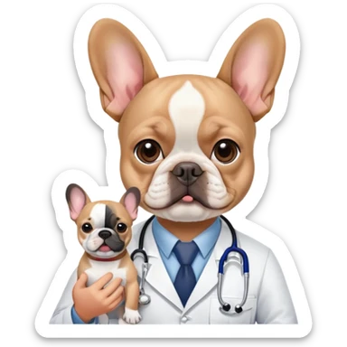 asian doctor with french bulldog sticker