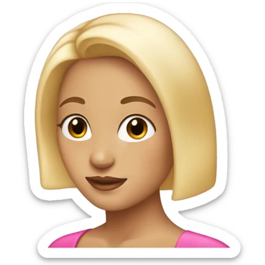 Blonde girl with bob with big pink earrings  sticker