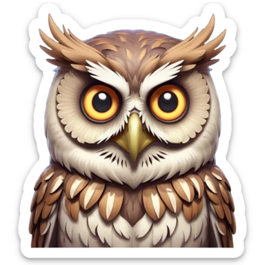 zombie owl portrait, head and shoulders only, ragged feathers, glowing eerie eyes, haunted night creature vibe, 3D cartoon, mobile game icon style, clean background, no text, no watermark
 sticker
