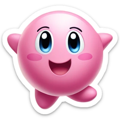 cute happy classic Kirby jumping on a star sticker
