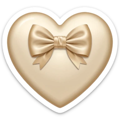 white heart with beige bow on top sticker