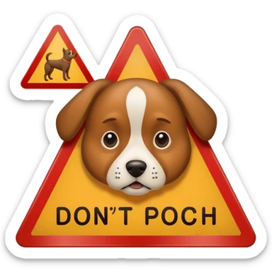 subtle icon of a dog with a warning sign, for 'Don't screw the pooch' sticker
