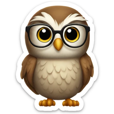 Cute owl with glasses sticker