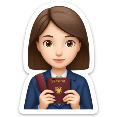 girl holding passport sticker