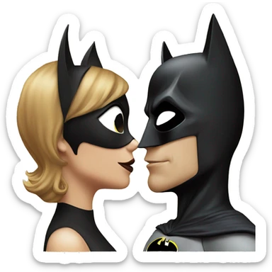 Cat woman and batman kissing sticker
