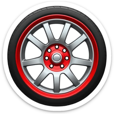 Car wheel emoji with red brake caliper sticker