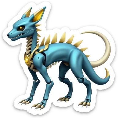 futuristic Skeleton-Cyborg-Manectric-Electrike-Salandit-Cubone-Umbreon-Marowak-Draco-Fakémon-hybrid-creature (full body), 4 legs sticker