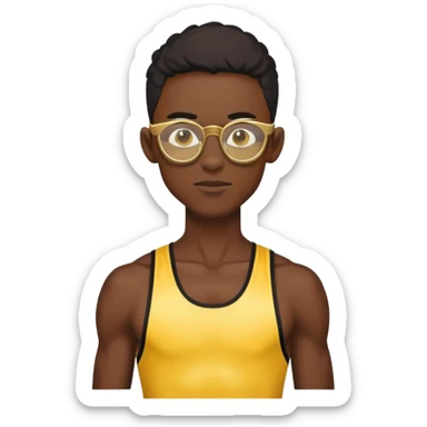skinny black boy athlete in stringer with gold glasses sticker
