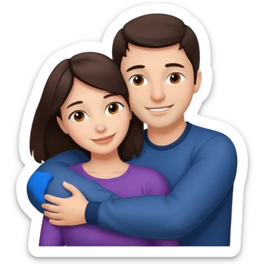 beautiful brunette hugging a guy, simple and expressive, both happy sticker