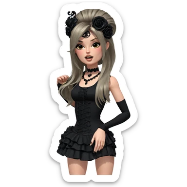 gothic girl in black dress sticker