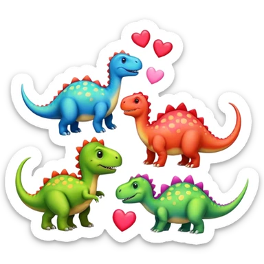 Dinosaurs with heart sticker