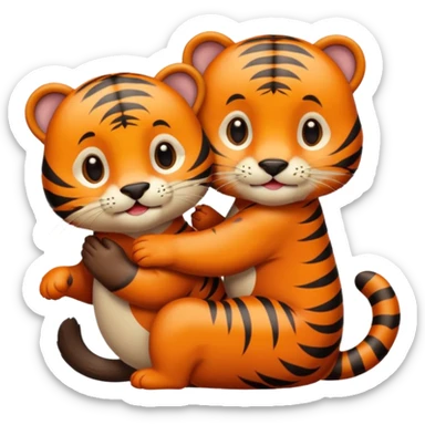 tiger and little otter in love sticker