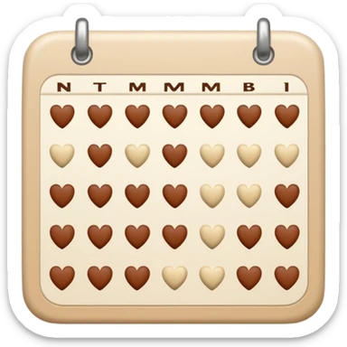 .make a November  mini calendar with right brown hearts with cream colored dates wi rounded cornersI 
 sticker