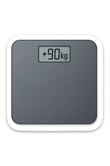 Bilancia pesa persone con scritto +90kg sticker