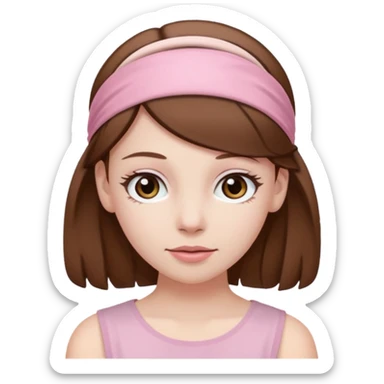 white girl with brown hair with pale pink headband sticker