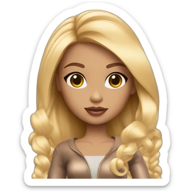 Bratz doll with blond hair and light skin with makeup sticker