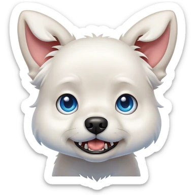 Snarling Blue eyed small white dog floppy ears  sticker