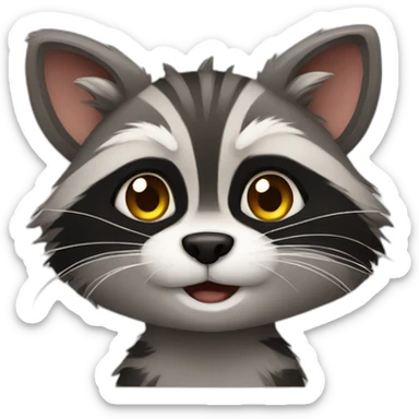 raccoon and cat sticker