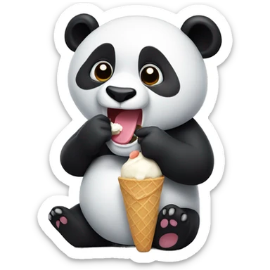 Panda eating ice cream sticker