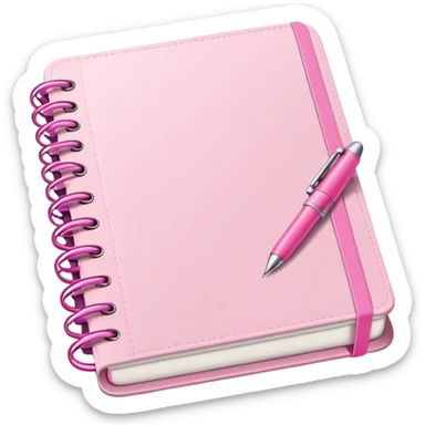Light Pink Planner open notebook with pink pen sticker