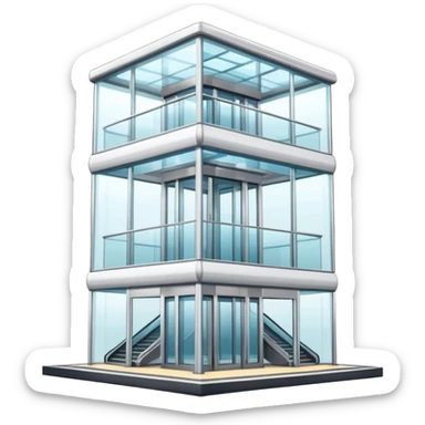 large glass elevator in shopping mall sticker