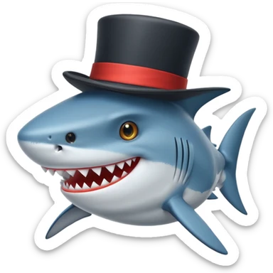 Shark with a top hat sticker