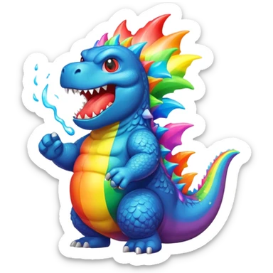 godzilla rainbow puke sticker