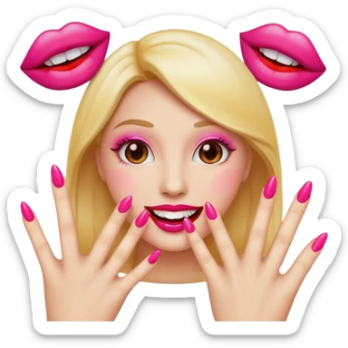 Sassy emoji nails 💅🏼+😉+👄 sticker