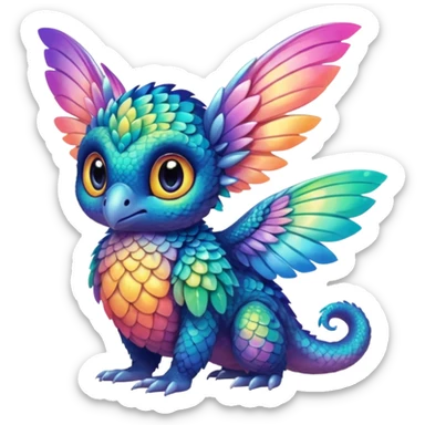 P moe cute tropical gradients-colored fuzzy realistic Randomly-faerie-drake exotic Fakémon-creature sticker