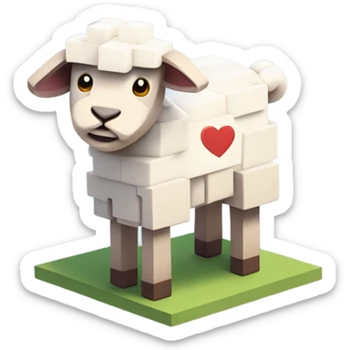 Little lamb, with little hearts around its head, Minecraft style  sticker