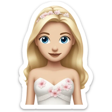 Beautiful finish blonde girl with blue eyes and sakura wedding dress sticker
