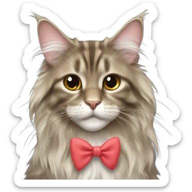Maine Coon girl with bow sticker