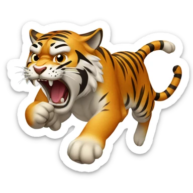 angry tiger running sticker