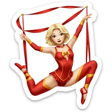 a blonde female circus performer on aerial silk sticker